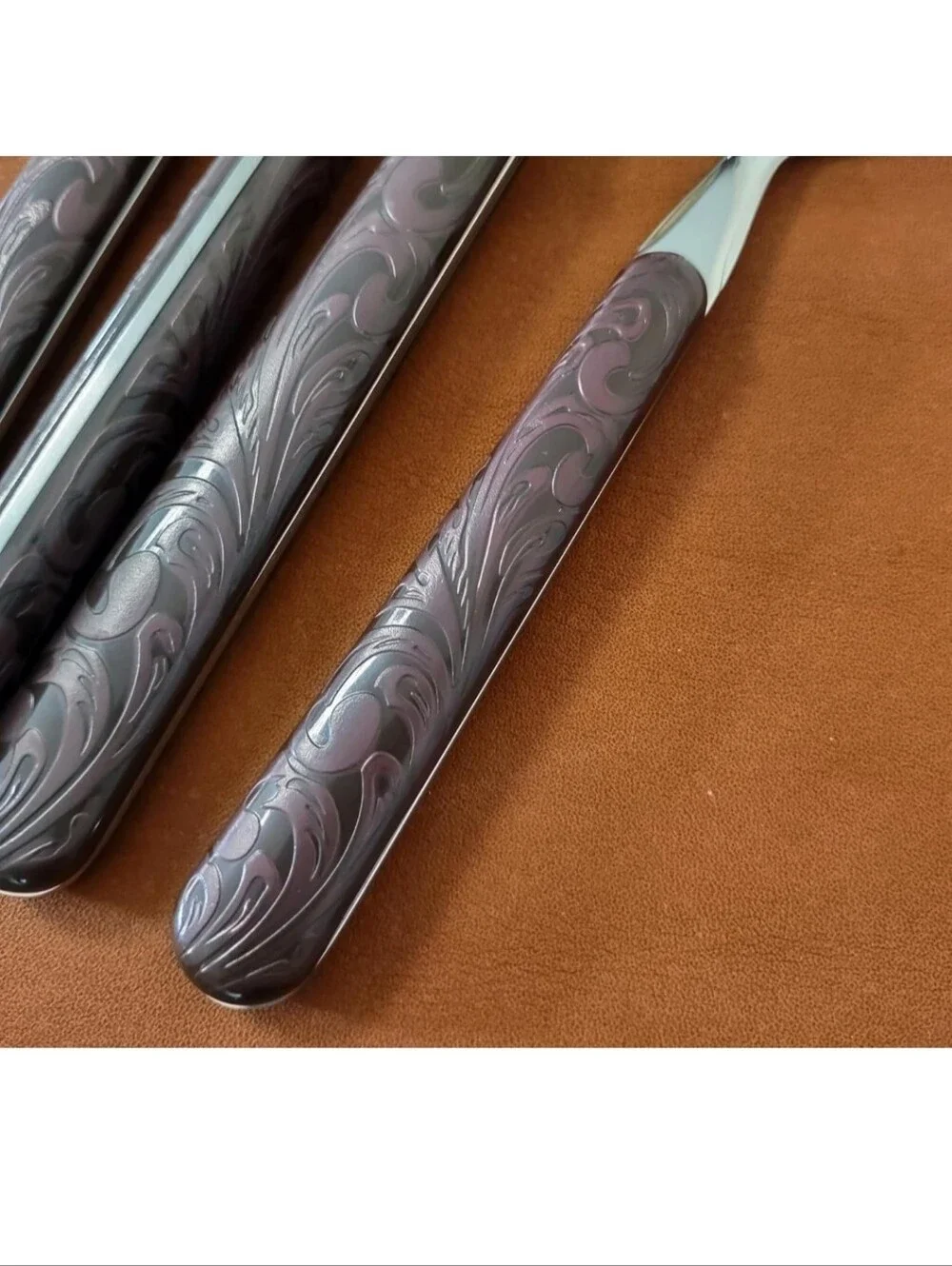 New Western Cowboy Tooled Leather Style 16pc Flatware Set